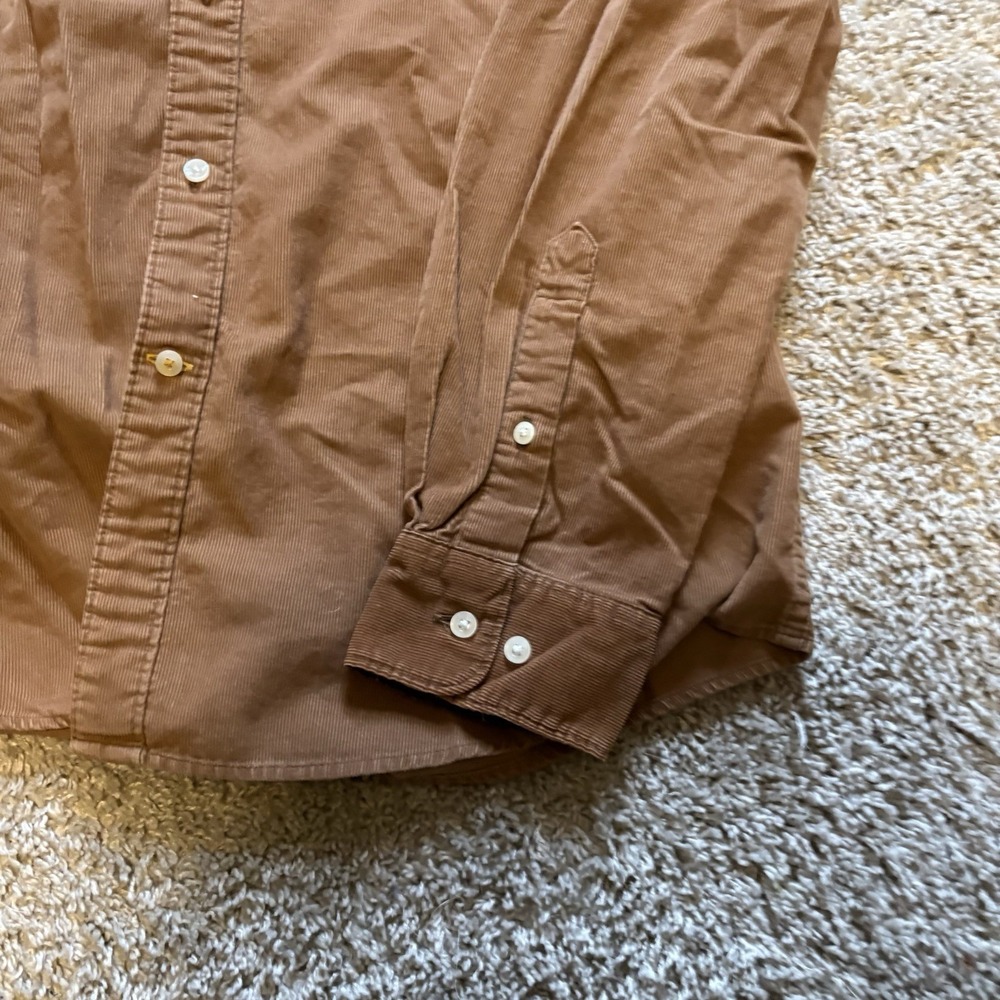 Barbour Men's Ramsey Corduroy Tailored Fit Shirt Size L Sandstone Long Sleeve - Picture 2 of 9